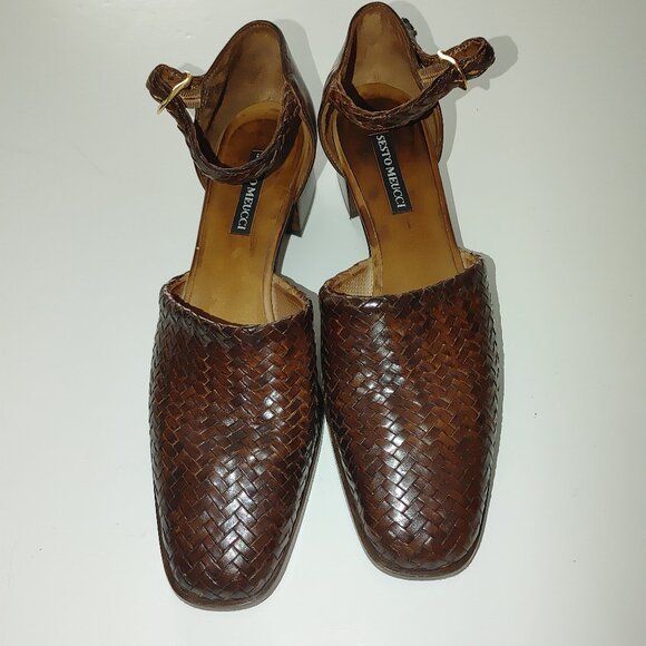 SESTO MEUCCI Woman's Leather Heels Sandals Size 9.5 Pre-owned - Picture 1 of 7